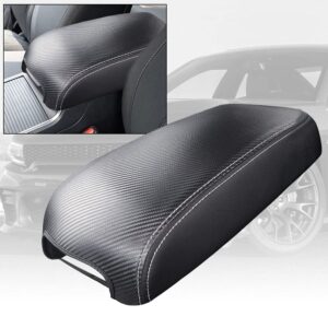 sportuli Center Console Cover Anti-Scratch Leather Armrest Cover Replace for 2011-2023 2024 Dodge Charger Chrysler 300 300C (Carbon Fiber)