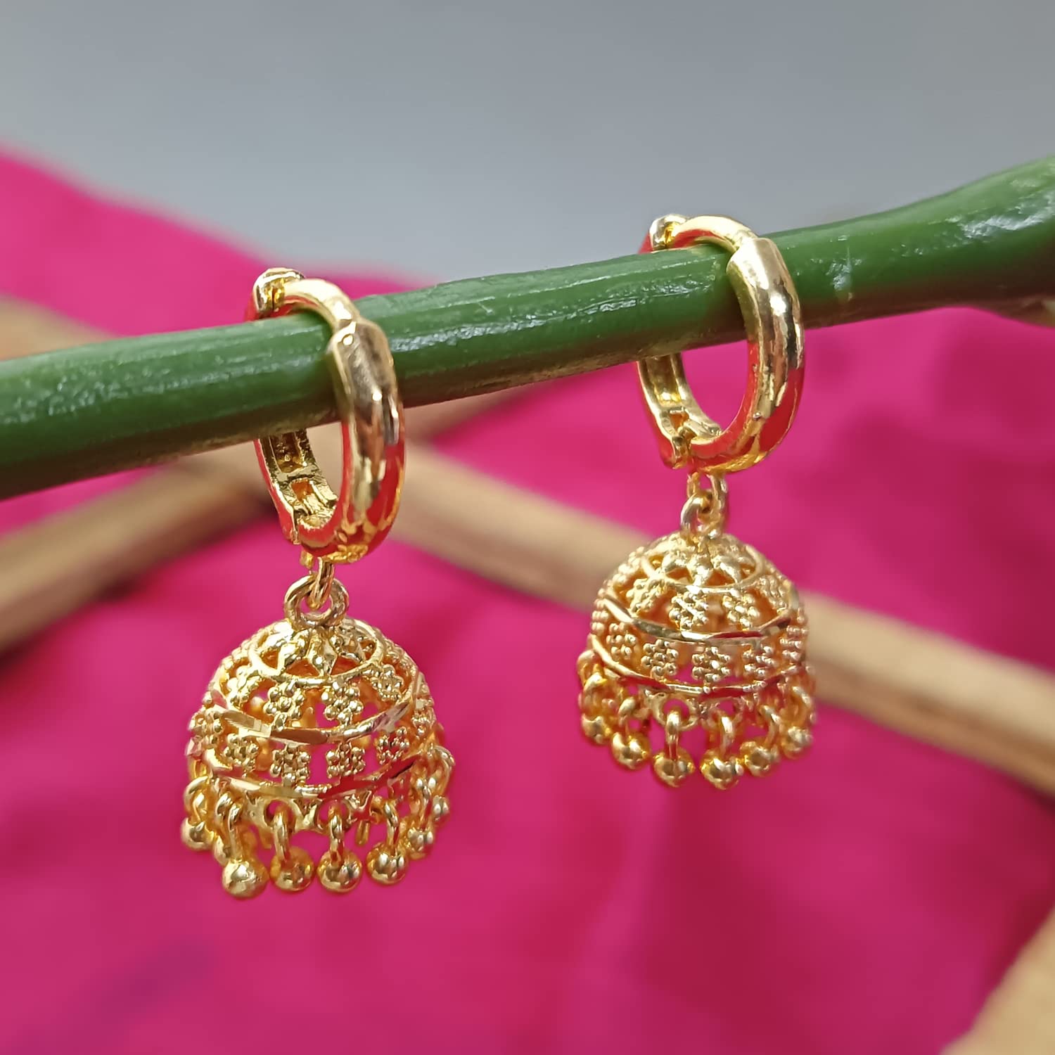 Efulgenz Gold Tone Jhumka Jhumki Hoop Earrings Indian Earrings for Women Traditional Bollywood Jhumka Jhumki Dangle Earrings Set for Women Indian Jewelry for Women Earrings