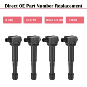 Ignition Coil Packs of 4 Fits for 2.4 Honda Accord CRV Civic SI Crosstour Acura ILX 2008 2009 2010 2011 2012 2013 2014 2015 2.4L L4 Replaces# UF602 C1662