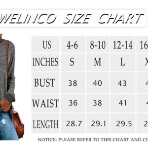 WELINCO Women's Long Sleeve Loose Casual Fall Pullover Side Split Tunic Tops Grey Large