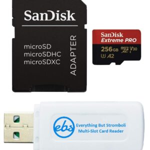 SanDisk 256GB Extreme Pro Micro SD Memory Card for GoPro Hero 10 Black Camera Hero10 UHS-1 U3 / V30 A2 4K Class 10 (SDSQXCZ-256G-GN6MA) Bundle with 1 Everything But Stromboli SDXC & Micro Card Reader