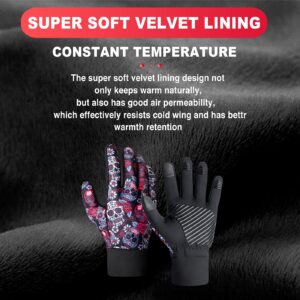 RYMNT Winter Gloves with Touch screen, Lightweight Texting Thermal Gloves with Anti-Slip, Water Resistant for Workout, Hiking, Running, Cycling, Driving, Outdoor Camping and Daily Working.Skull-Medium