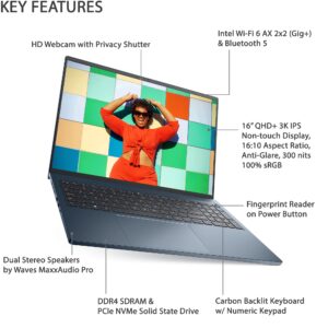 2021 Dell Inspiron 16 Plus 7610 Laptop, 16" QHD+ 3K IPS 16:10 Display, Intel Core i5-11400H, 32GB RAM, 1TB SSD, Backlit Keyboard, Fingerprint Reader, Webcam, Thunderbolt 4, WiFi 6, Windows 10 Home