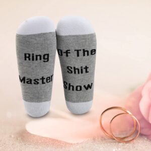 LEVLO Funny Ringmaster Gifts Ring Master Of The Shit Show Socks Mothers Day Gift (2 Pairs/Set - Mid Calf -1)