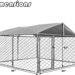 MAGIC UNION Outside Dog Kennels Playpen for Dogs Outdoor Dog Fence with Water-Roof Cover for Backyard Dog Run House (Silver)