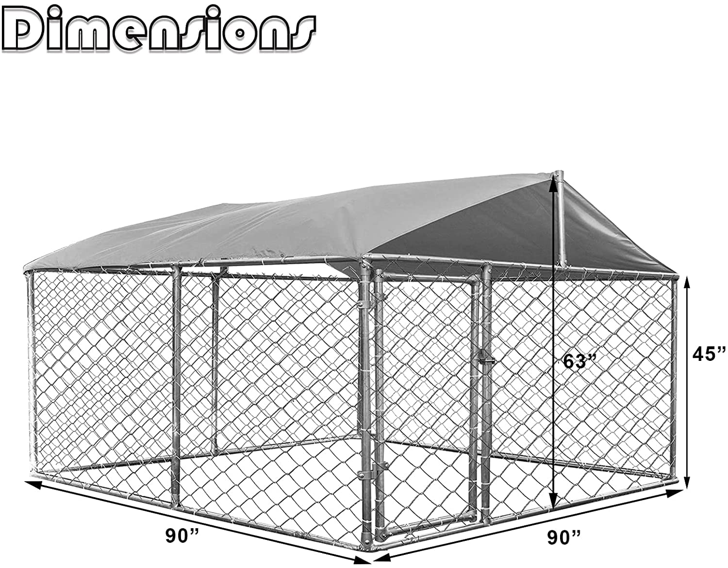 MAGIC UNION Outside Dog Kennels Playpen for Dogs Outdoor Dog Fence with Water-Roof Cover for Backyard Dog Run House (Silver)