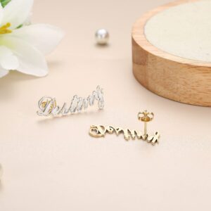 Jewenova 925 Sterling Silver Stud Earrings Personalized for Women Custom Name Earring Studs Customize Earrings Jewelry for Mother' Day Gold Customized Made Earrings for Women Jewelry