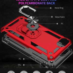 SunStory for iPhone SE 2022 Case, iPhone SE 2020/8/7 Case with HD Screen Protector & Magnetic Ring Kickstand,[Military Grade] Cover for iPhone SE 2022/SE 2020/8 /7 Phone (Red)