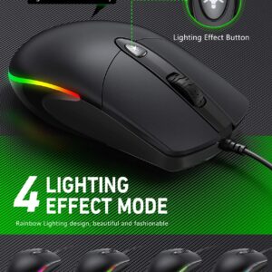 KKUOD Wired Mouse with Ergonomic Design Reduces Hand Fatigue Muscle Strain, Silent USB Computer Mouse, 1600 DPI Office and Home Mice (Black, Wired)