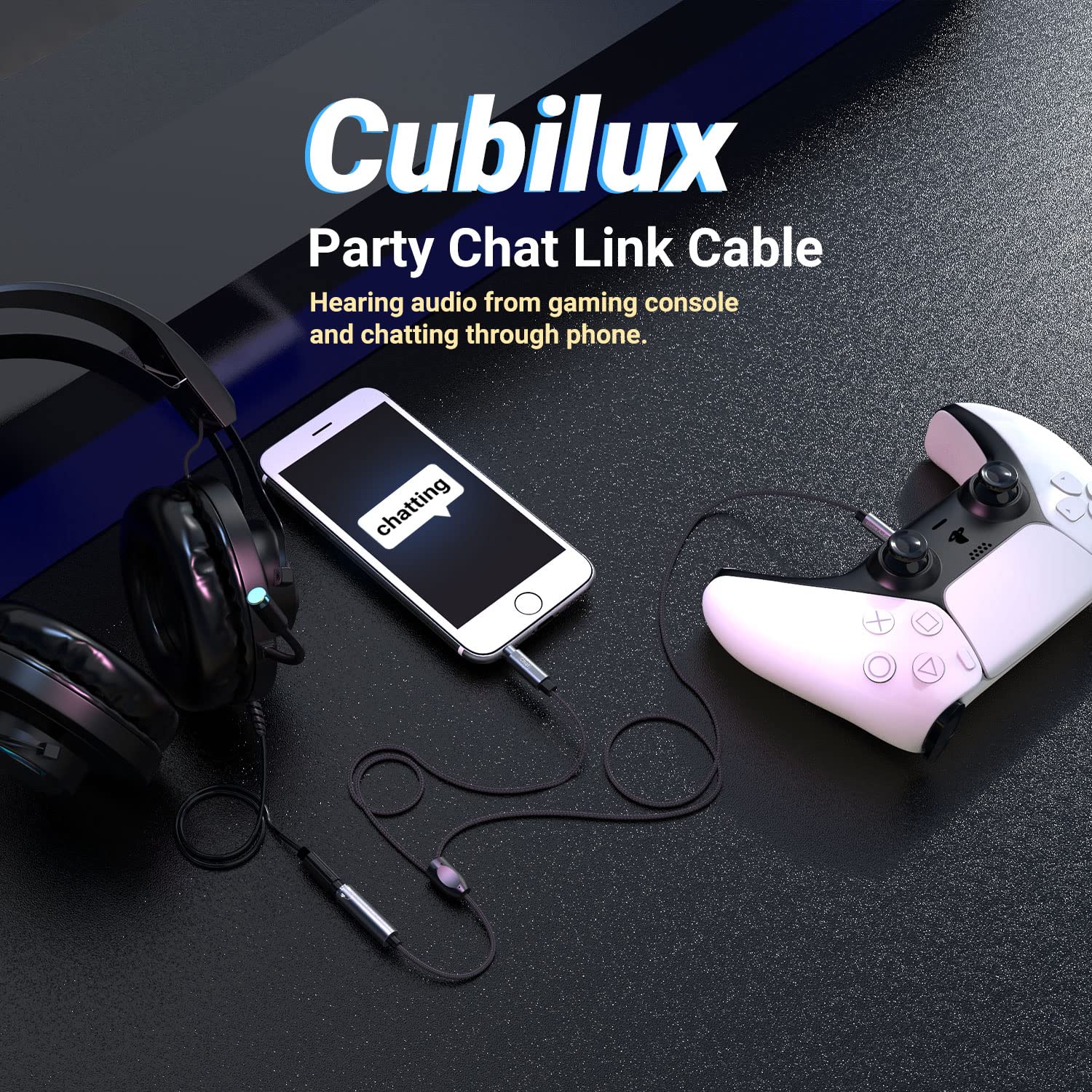 Cubilux AM-2 Headset Connector Compatible with Xbox One/360 PS4/PS5 Switch for Streaming Gameplay Audio to Phone/PC, Game Chat Mixer Cable