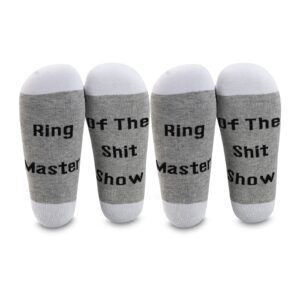 LEVLO Funny Ringmaster Gifts Ring Master Of The Shit Show Socks Mothers Day Gift (2 Pairs/Set - Mid Calf -1)