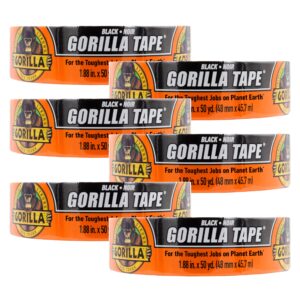 gorilla duct tape, 1.88" x 50yd, black (pack of 6)