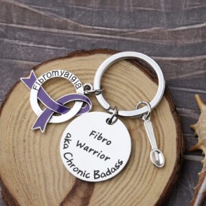 Fibromyalgia Awareness Gift Fibromyalgia Jewelry Fibro Warrior aka Chronic Badass Keychain (Fibro Warrior K)