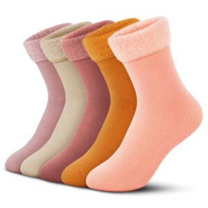 WSGALARY Fuzzy Socks for Women Gifts Thick Crew Fluffy Warm Winter Boot Socks Casual Cozy Heated Slipper Socks