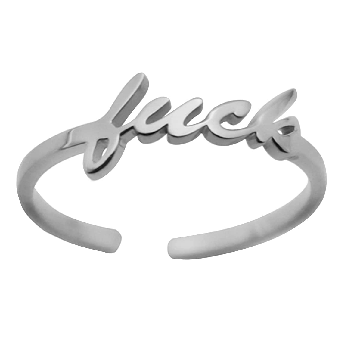 Eilygen Inspirational Gift Fuck Ring Fuck Off Ring Stainless Steel Adjustable Ring for Women(FUCK)