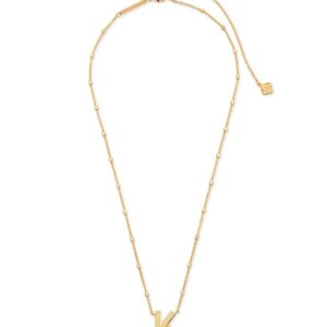 Kendra Scott Letter K Pendant Necklace for Women, Fashion Jewelry, 14k Gold-Plated Brass, Gold Metal, Letter K