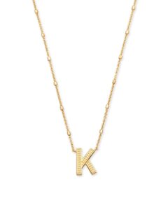 kendra scott letter k pendant necklace for women, fashion jewelry, 14k gold-plated brass, gold metal, letter k