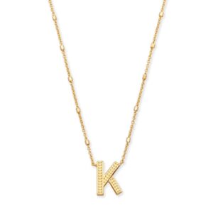 Kendra Scott Letter K Pendant Necklace for Women, Fashion Jewelry, 14k Gold-Plated Brass, Gold Metal, Letter K