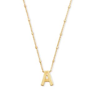 Kendra Scott Letter A Pendant Necklace for Women, Fashion Jewelry, 14k Gold-Plated Brass, Gold Metal, Letter A