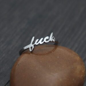 Eilygen Inspirational Gift Fuck Ring Fuck Off Ring Stainless Steel Adjustable Ring for Women(FUCK)