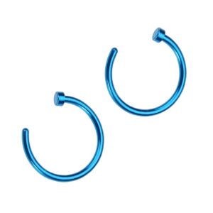 Generic 2 Pcs Unisex Surgical Steel Hinged Clicker Segment Nose Rings Hoop Helix Cartilage Earrings Titanium Steel Body Piercing Stud, Blue, 0.8 * 0.8 * 0.1 cm, WCXMI043160DZ16O2