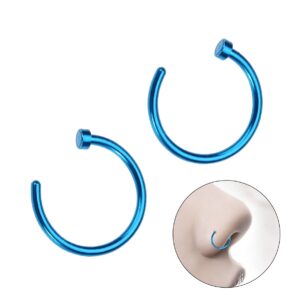 Generic 2 Pcs Unisex Surgical Steel Hinged Clicker Segment Nose Rings Hoop Helix Cartilage Earrings Titanium Steel Body Piercing Stud, Blue, 0.8 * 0.8 * 0.1 cm, WCXMI043160DZ16O2