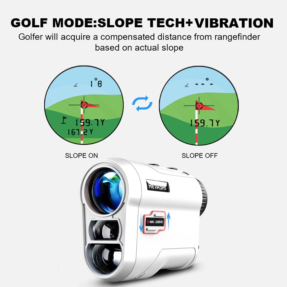 REVASRI Golf Rangefinder with Slope and Pin Lock Vibration, External Slope Switch for Golf Tournament Legal, Rangefinders with Rechargeable Battery 1000YDS Laser Range Finder