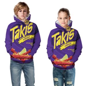 jiazery QZ Boys and Girls 3D Print Hoodie Sweatershirt with Pocket for 5-14 Years (Takis-M)