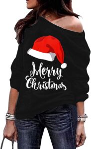 roshop womens off shoulder merry christmas long sleeve sweatshirt cht xl