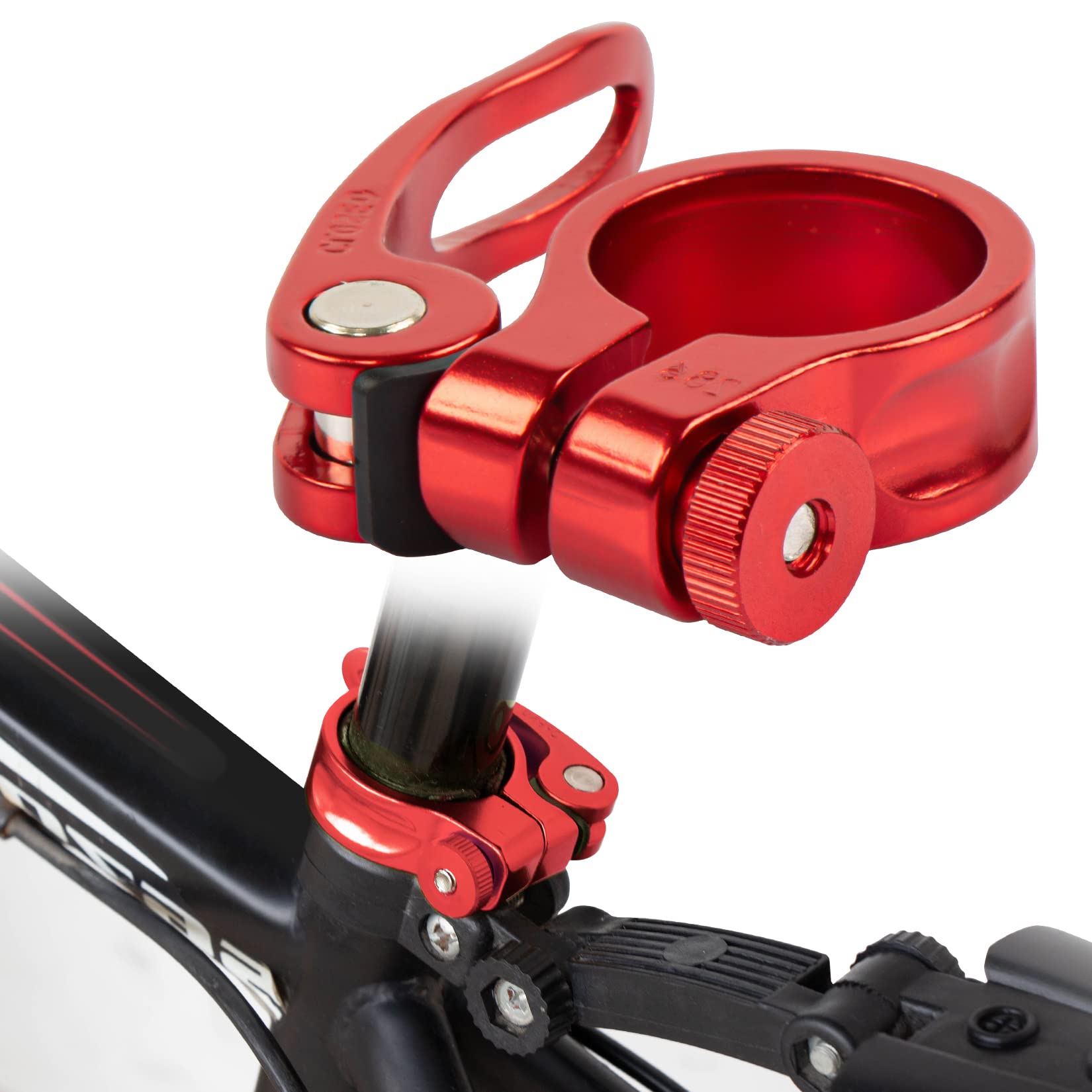 PSLER Bike Seat Post Clamp Bicycle Quick Release Seatpost for Mountain Tube Bike 28.6mm MTB Bike Road Bike Casual Bike Seatpost Clamp (Red-28.6mm)