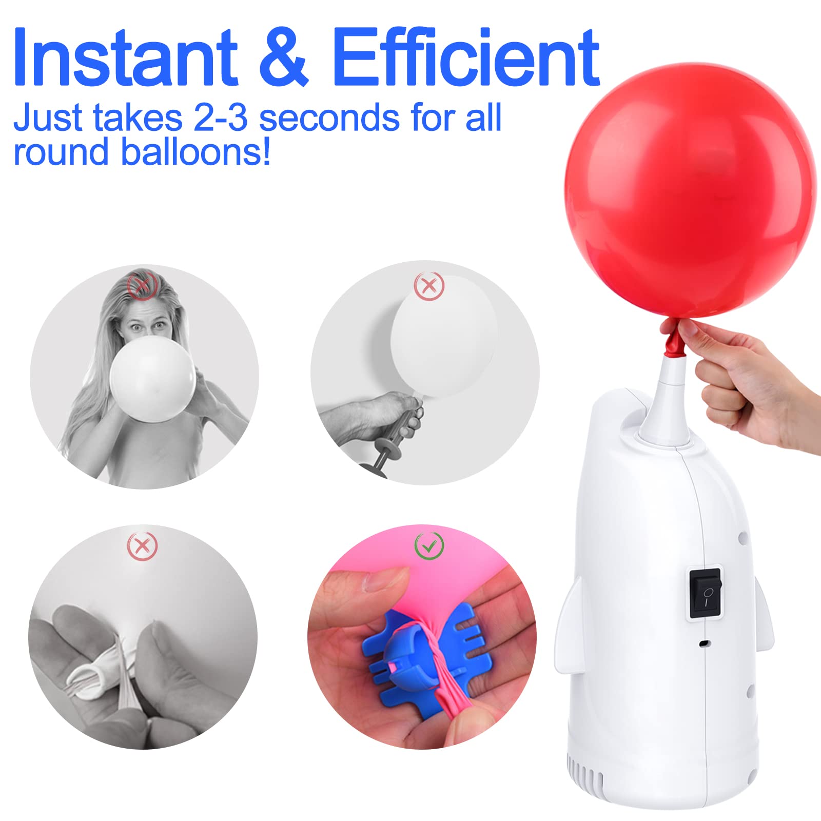 Balloon Pump Electric, Cadrim Electric Portable Balloon Pump with Nozzle and Balloon Knotter, Penguin Shaped Portable Balloon Pump Inflator for Party/Wedding/Christmas/Birthday/Ceremony