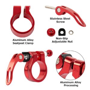 PSLER Bike Seat Post Clamp Bicycle Quick Release Seatpost for Mountain Tube Bike 28.6mm MTB Bike Road Bike Casual Bike Seatpost Clamp (Red-28.6mm)