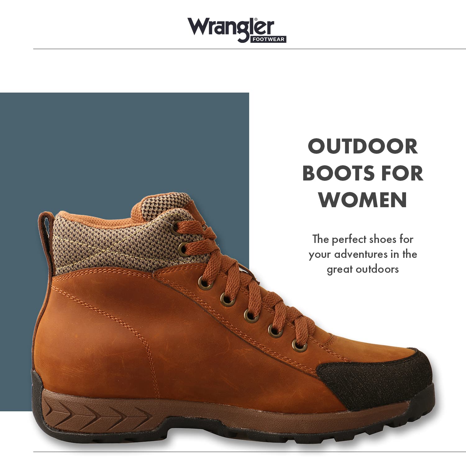 Wrangler Footwear 4In Trail Hiker High - Durable Hiking Boots for Women Featuring Double Leather Toe Cap, Waterproof LIng, and Midsoles Made with Sugarcane Molasses, Spice/Olive, 9.5 M, KWAW001