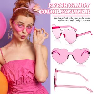 CLESDF Heart Shaped Rimless Sunglasses, 10 Pairs Fun Party Eyewear, Transparent Candy Color Frameless Glasses for Valentine Bachelorette Beach Party Favor