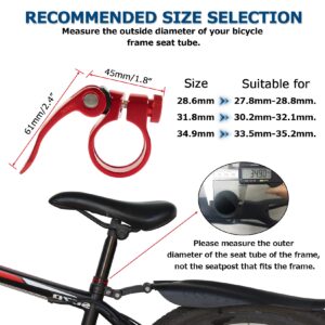 PSLER Bike Seat Post Clamp Bicycle Quick Release Seatpost for Mountain Tube Bike 28.6mm MTB Bike Road Bike Casual Bike Seatpost Clamp (Red-28.6mm)