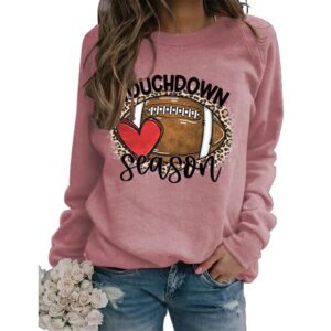 YourTops Women Touchdown Season Football Sweatshirt Game Day Football Shirt (1-Rosy,XX-Large)