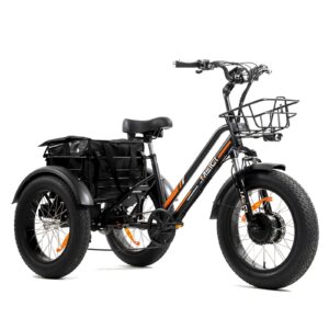 dwmeigi 3 wheel electric bike for adult with 750w motor, 48v 18.2ah removable lithium battery, 20"*4.0 fat tire tricycles for men women with front & rear baskets, 7 speed (black)