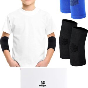 Kasyat Kids Elbow Brace Knit Compression Elbow Sleeve Compression Brace Gym Arm Sleeve Gym Elbow Support for Boys and Girls Teen Weight Lifting Sports(2 Pieces,Medium)