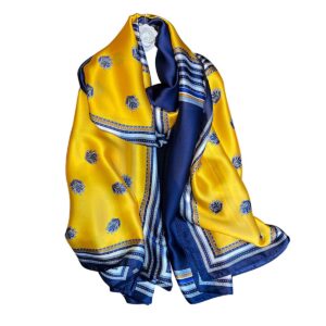 aufeel fashion scarves 100% silk felling scarf long lightweight sunscreen shawls wrap for women hair scarves (db yellow)