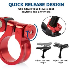 PSLER Bike Seat Post Clamp Bicycle Quick Release Seatpost for Mountain Tube Bike 28.6mm MTB Bike Road Bike Casual Bike Seatpost Clamp (Red-28.6mm)