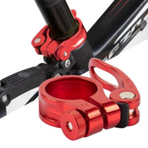 PSLER Bike Seat Post Clamp Bicycle Quick Release Seatpost for Mountain Tube Bike 28.6mm MTB Bike Road Bike Casual Bike Seatpost Clamp (Red-28.6mm)