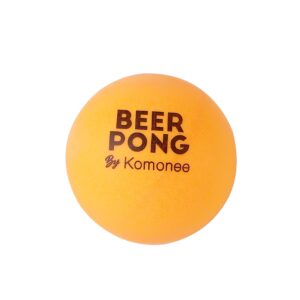 Komonee Beer Pong Novelty Can American Adult Indoor Party Drinking Game Including 12 Printed Wide Rimmed Red and Blue Re-usable Cups and 12 High Bounce ABS Orange Balls