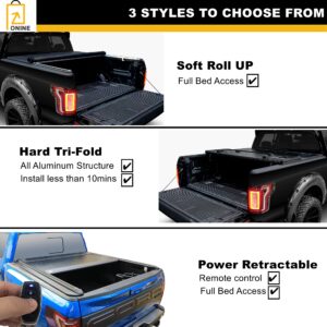 ONINE AWR Soft Roll Up Truck Bed Tonneau Cover Custom Fit 2015-2024 Ford F150 5.5ft Bed(66"), Styleside, All Weather