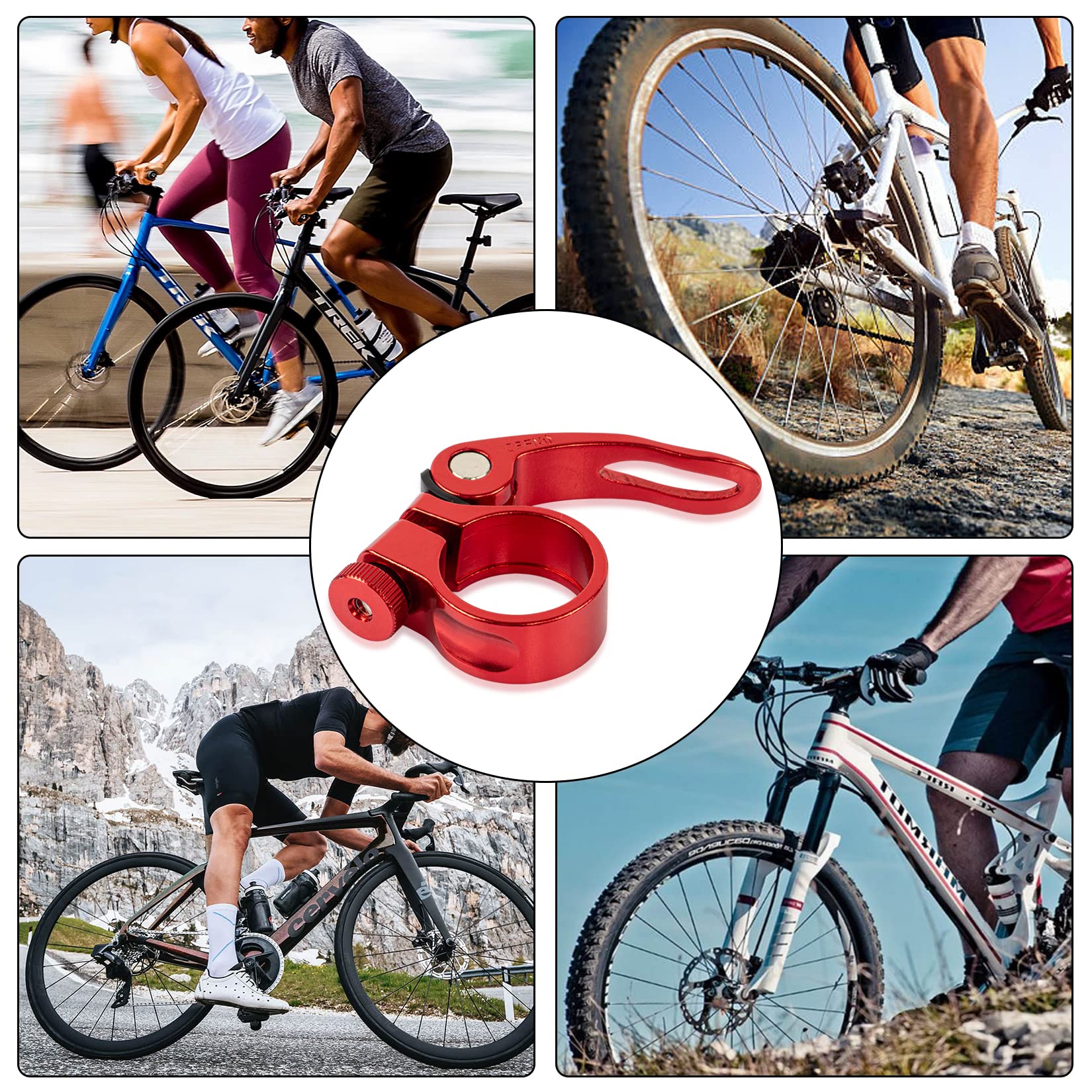 PSLER Bike Seat Post Clamp Bicycle Quick Release Seatpost for Mountain Tube Bike 28.6mm MTB Bike Road Bike Casual Bike Seatpost Clamp (Red-28.6mm)