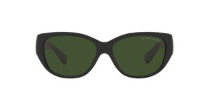 ralph by ralph lauren women's rl8193 square sunglasses, shiny black/bottle green, 56 mm