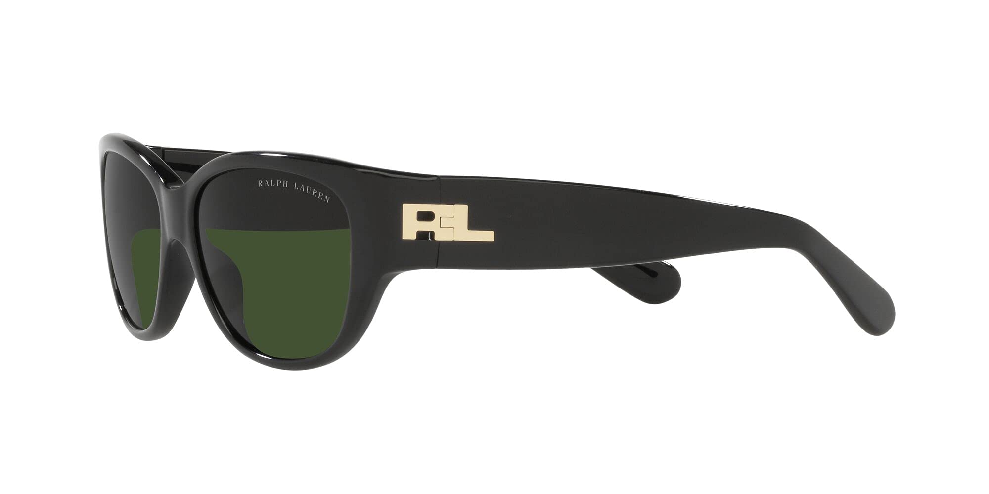 Ralph by Ralph Lauren Women's RL8193 Square Sunglasses, Shiny Black/Bottle Green, 56 mm