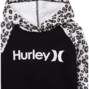 Hurley Girls' One and Only Pullover Hoodie, Black Cheetah, Medium