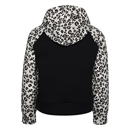 Hurley Girls' One and Only Pullover Hoodie, Black Cheetah, Medium