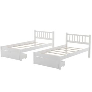 Wood Triple Bunk Bed with 3 Drawers and Guardrails, Full Over 2 Twin Bunk Bed for Family, Teens, No Box Spring Needed