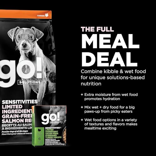 Go! Solutions Sensitivities – Small Bites Salmon Recipe – Limited Ingredient Dog Food, 3.5 lb – Grain Free Dog Food for All Life Stages – Dog Food to Support Sensitive Stomachs